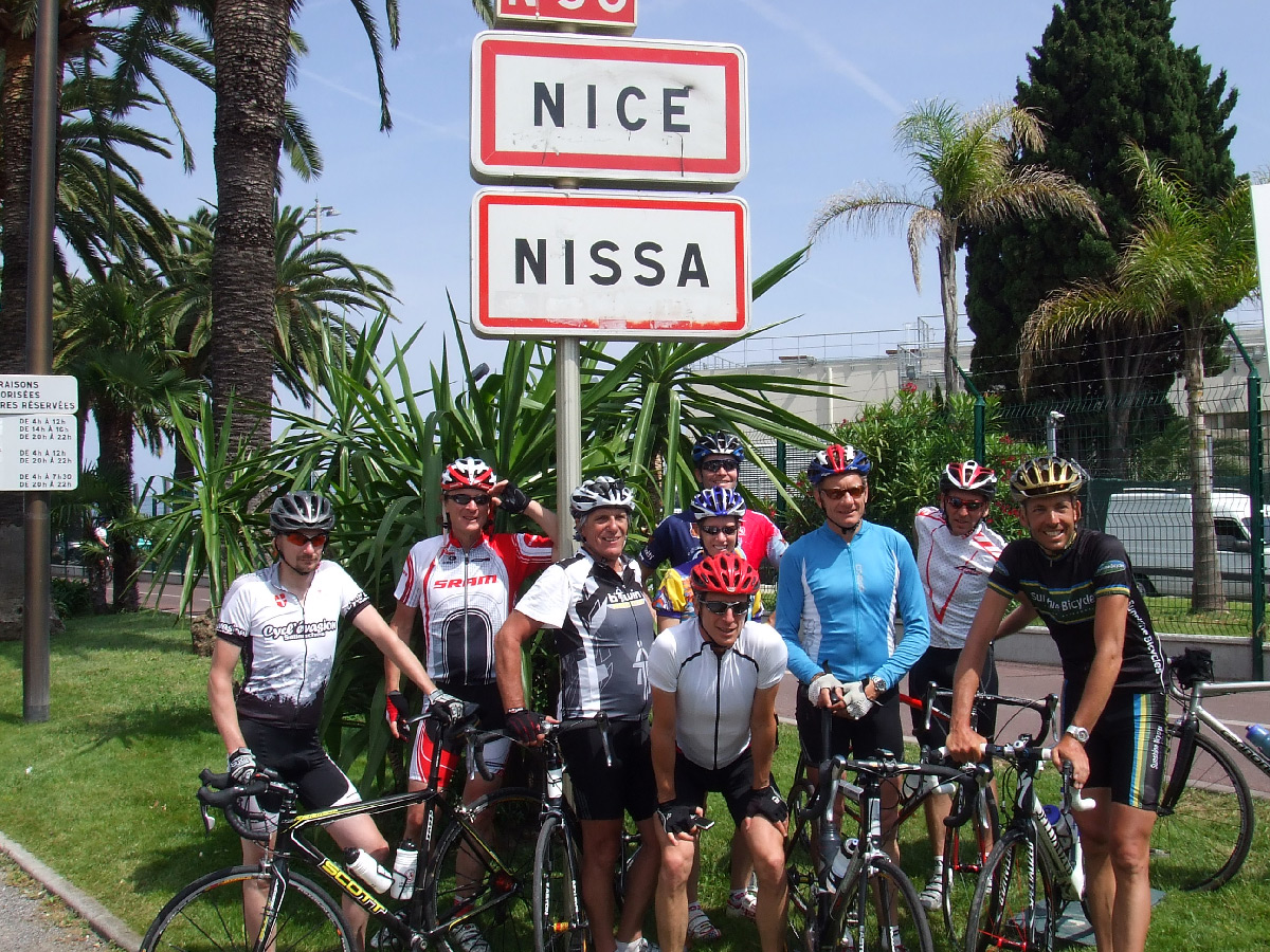 Cyclists arriving in Nice, Cote d'Azur